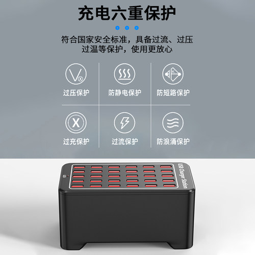 usb插头多口快速充电器30孔大功率手机快充5V2.4A充电头 适用小米华为苹果iPhone14手机ipad蓝牙耳机台灯通用 - 图3