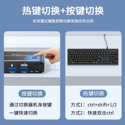 HDMI2.1版2进1出KVM切换器8K两台主机共用一套鼠标键盘显示器U盘打印机一键切换4K120HZ HDMI2进1出KVM切换器 - 图3