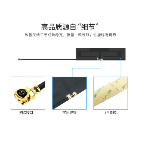 致哲2.4G/5.8GHz/wifi/双频/贴片物联网关节点/蓝牙ZigBee背胶贴片ipex-1代接口FPC/PCB内置柔性/软/硬板天线 - 图1