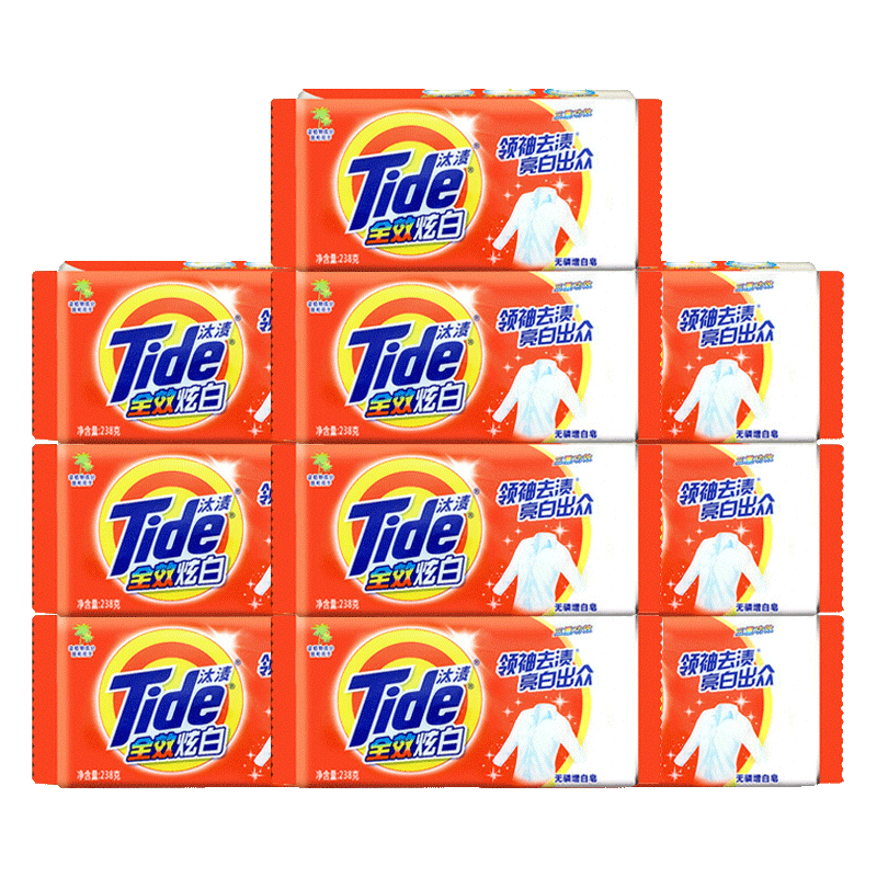 汰渍全效炫白三重功效238克增白皂 盈泰居家日用洗衣皂