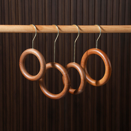 服装店实木圆环胡桃色木圈挂钩s钩陈列道具展示架搭配衣夹围巾架 - 图0
