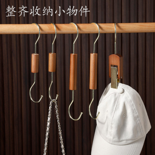 服装店实木圆环胡桃色木圈挂钩s钩陈列道具展示架搭配衣夹围巾架 - 图1