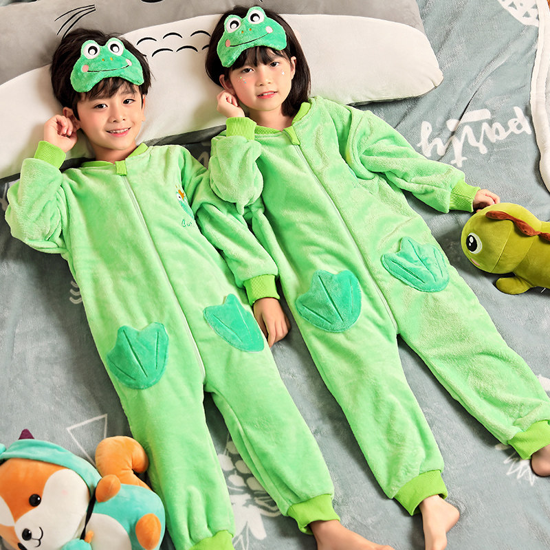 儿童连体衣卡通男童恐龙法兰绒睡衣 雅芙雨睡衣/家居服套装