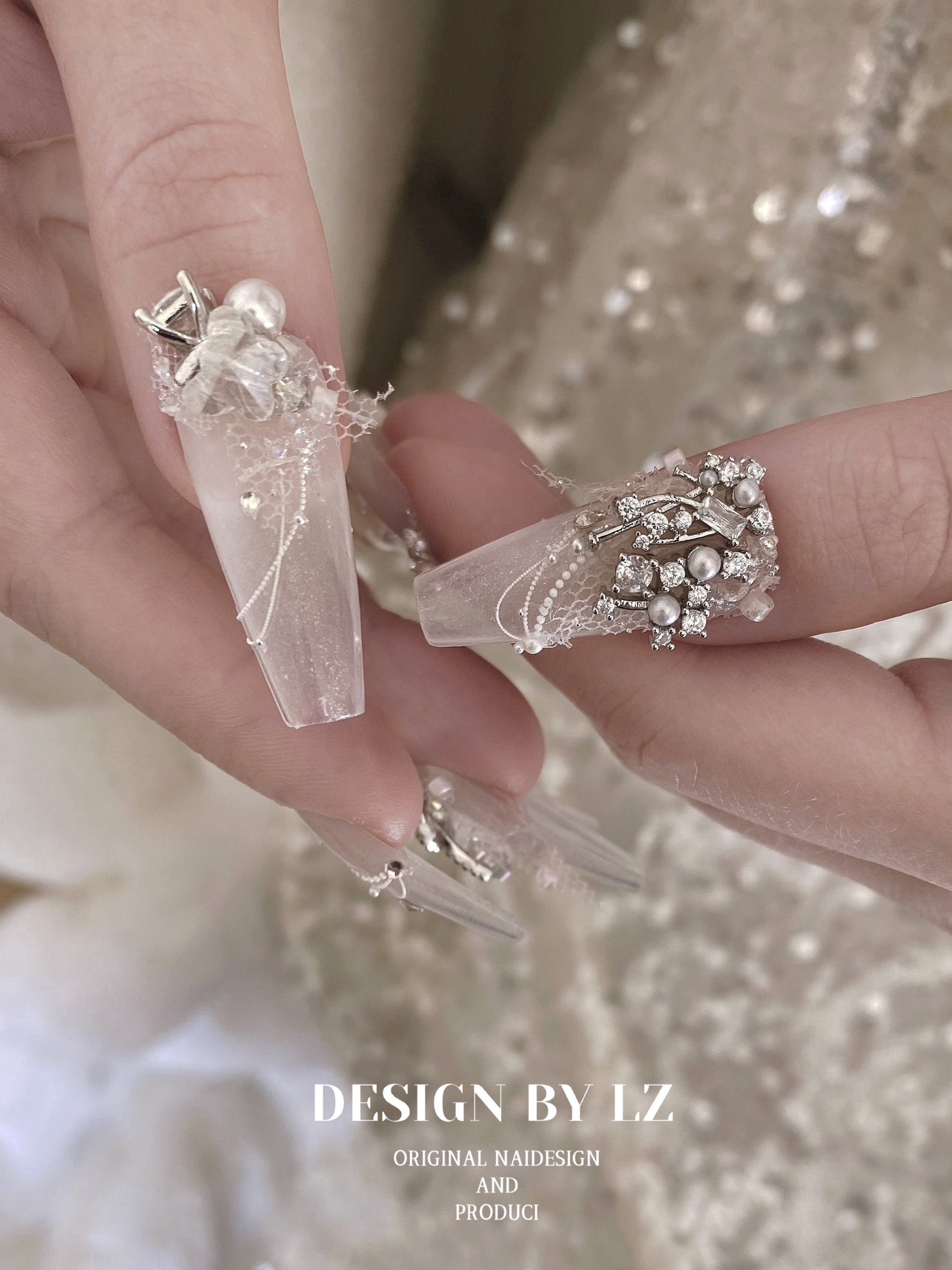 正品LZ高定美甲饰品珍珠镶嵌金属饰品集温柔婚系珍珠饰品吊坠搭配,淘宝优惠券,粉丝福利购,淘宝优惠卷