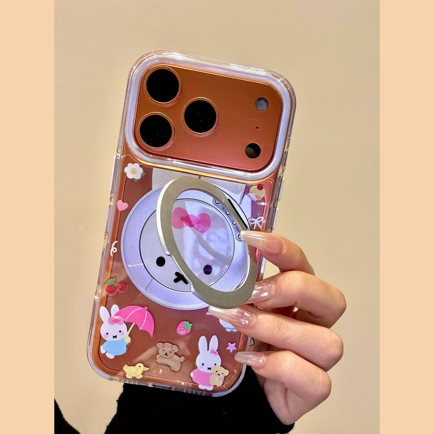 MoreRex 日韩卡通米菲兔360旋转磁吸支架适用苹果17手机壳iphone16promax新款15/14防摔保护套13/17pro少女心 - 图1