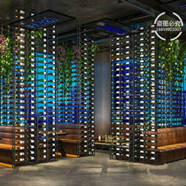 Iron Art Red Wine Rack Partition Bar Cassette Screen Industrial Wind Restaurant Creative Trim Rack Ground Wine Cabinet Show Shelf