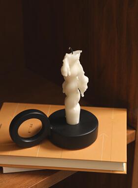 in陶瓷复古黑白烛台摆件｜家用