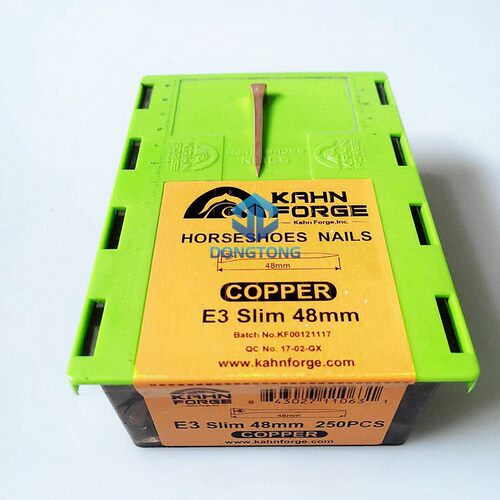 进口kahn镀铜马蹄钉 E型加长马钉 铜蹄钉修蹄钉掌训练马具 马掌钉 - 图1