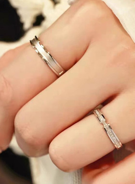 英国topwhits925银蒹葭与白露情侣对戒ins小众设计感简约哑光