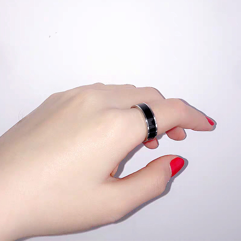 舒妃娅黑色食指钛钢男女ins宽戒指 舒妃娅戒指/指环