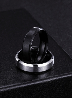 舒妃娅男士钛钢拉丝面戒指