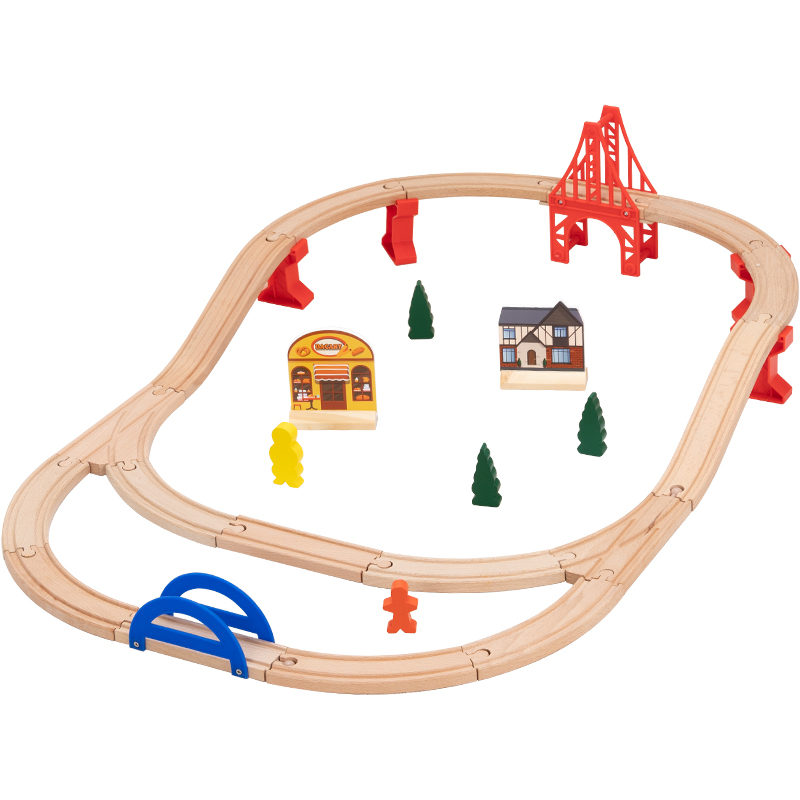 火车轨道勒简易益智玩具场景儿童小车木质积木兼容酷套装木制 - 图2