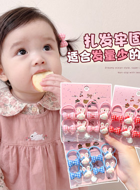 小兔格纹女童独宝小发圈发量少