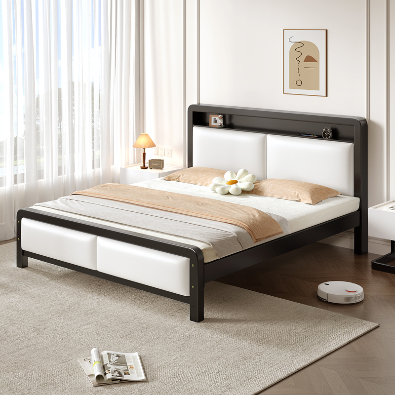 铁艺床双人床家用现代简约1.8米加粗加厚铁架床1.2单人床出租房用