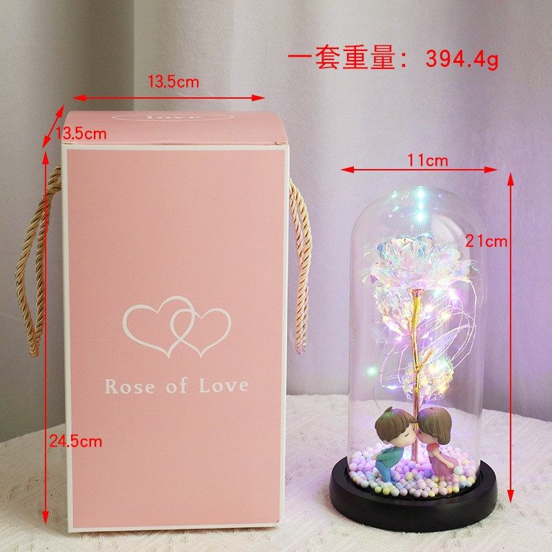 康乃馨金箔花礼盒520七夕情人节礼物24K金箔玫瑰花铂金花束单支