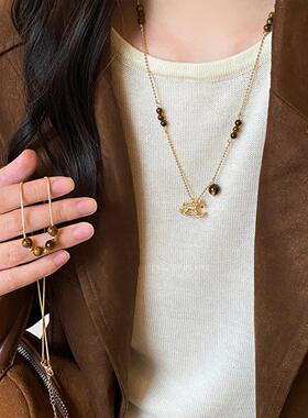 本命年！复古小马虎眼石项链女款