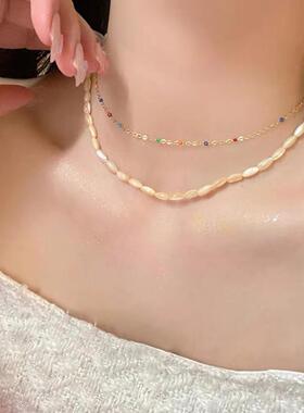 感米珠串珠项链2024年新款女轻奢