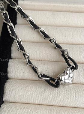 甜酷爱心choker黑色链条项圈女