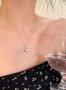 新款猫眼石小胖福项链女轻奢复古风小众设计高级感锁骨链吊坠颈链