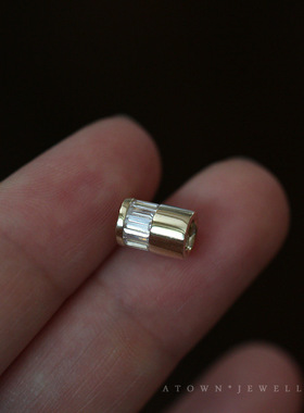 S925纯银镀14K金项链女 长方钻转运珠气质闪亮幸运优雅吊坠挂坠女