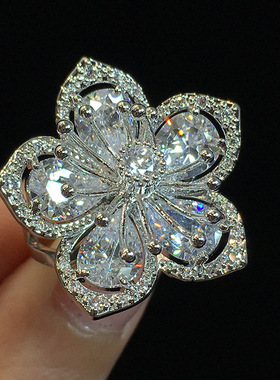 夸张个性气质铜微镶闪耀锆石戒指女 欧美流行手饰