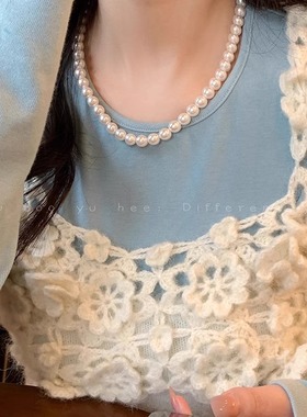 fever同款施家珍珠串珠项链女轻奢小众高级感锁骨链复古法式颈链