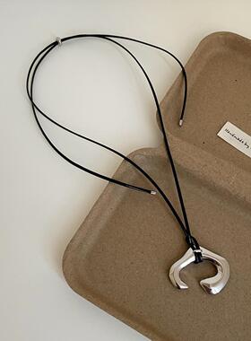 韩国小众爱心梳子抽拉黑绳项链女