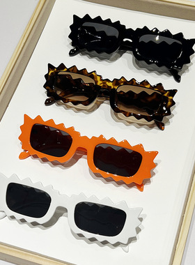 日系cherrykoko春季新款太阳镜欧美个性花边不规则时尚气质女士