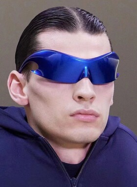 日系cherrykoko新款运动太阳镜 欧美个性炫彩反光骑行眼镜 嘻哈