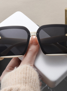 日系cherrykoko大框黑色圆脸大脸防紫外线遮阳墨镜女潮气质高级