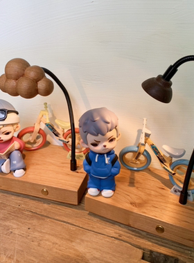 原木风木雕可爱家居床头夜灯摆件