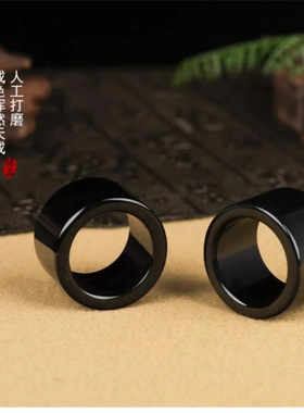 黑色玛瑙大拇指扳指戒指男士复古