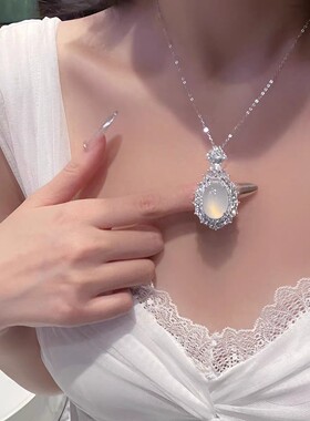 「魔镜之眼」天然玉髓吊坠项链女款锁骨链蛋面颈链生日礼物DD014