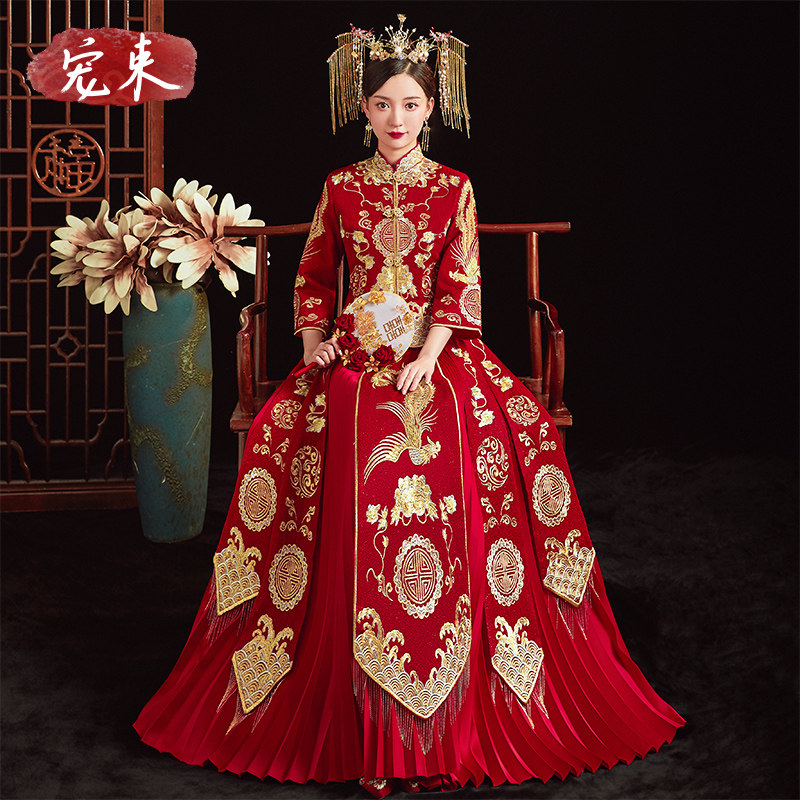 新娘秀禾服2021新款女结婚中式凤冠 宠束旗袍