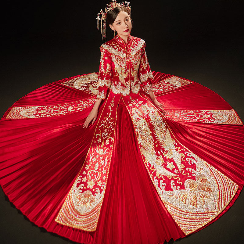 秀禾服新娘2021年新款夏季中式婚纱 宠束旗袍