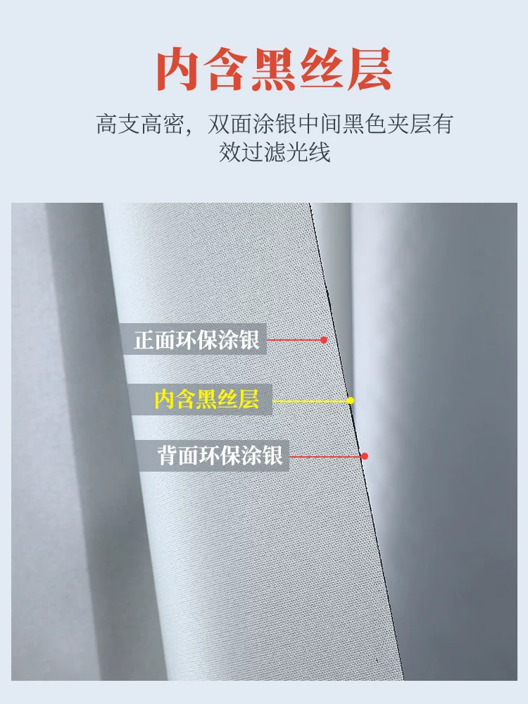 Full -shaped heat thermal curtain bedroom hook models simple and opaque sunscreen new thickened silver cloth shade living room