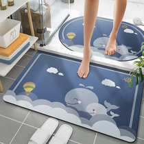 Silicon Algae Clay Absorbent Ground Mat Anti-Slip Speed Dry Bathroom Toilet Doormat Footbed Sub Home Bathroom Toilet Carpets