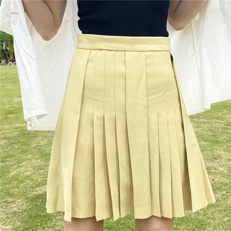 军绿色百褶薄款防走光内衬潮半身裙 叶飞霜半身裙