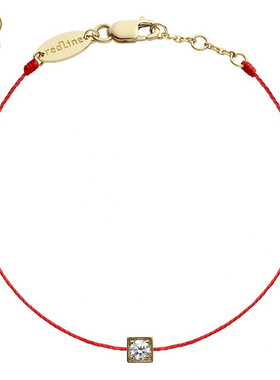 Redline红绳锐先女士0.10克拉圆形钻石绳制时尚手链 15.5~17.5cm