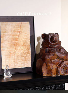 护守熊》木雕感树脂玄关摆件