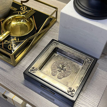 Xuluo Heart Cross Handmade Brass Silver-plated Old Ashtray Light Luxury High-end Creative Trendy Gift Ornaments