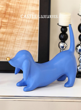 侘意思克莱因蓝金鼻比格犬摆件