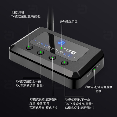无线蓝牙5.2音频接收发射器二合一aptX HD同轴老式音响功放电视 - 图1