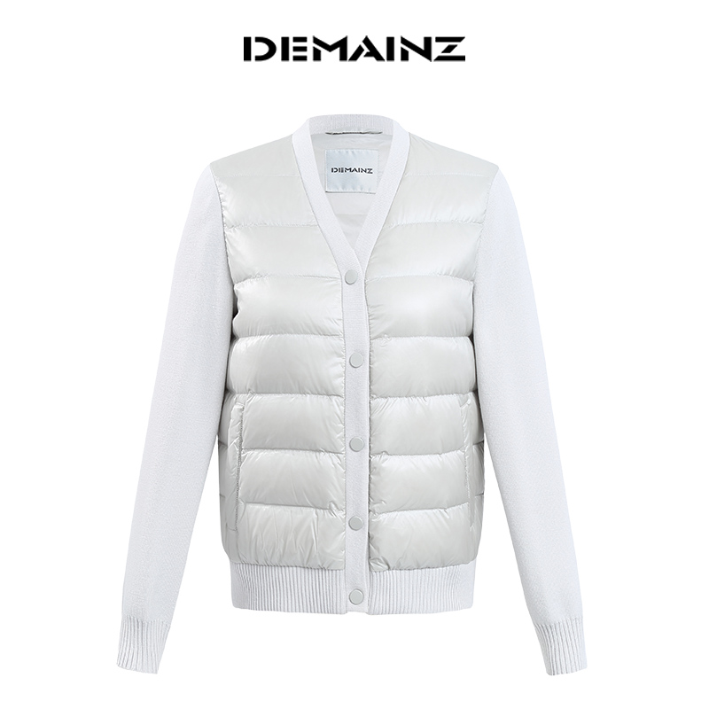 DEMAINZ地缦鹅绒薄款短羽绒服女秋冬新款罗纹袖保暖外套夹克