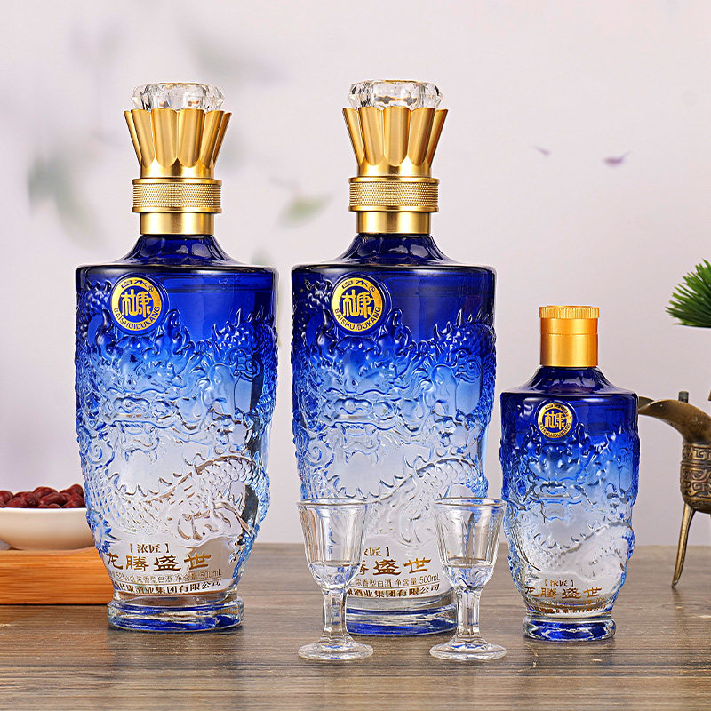 钓台1658双龙戏珠酱香型53度白酒仿皮箱整箱六瓶手提礼盒纯粮酒水