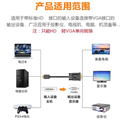 hdmi转vga高清线HDMIVGA连接线电脑显示器投影3510米vja带音频