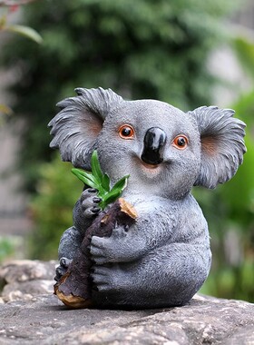 创意考拉装饰品树桩熊摆设