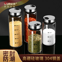 Deseries High Boron Silicon Glass Seasoning Jars Bottle home Barbecue Sprinkling Powder-Kitchen MSG Salt Tank Suit