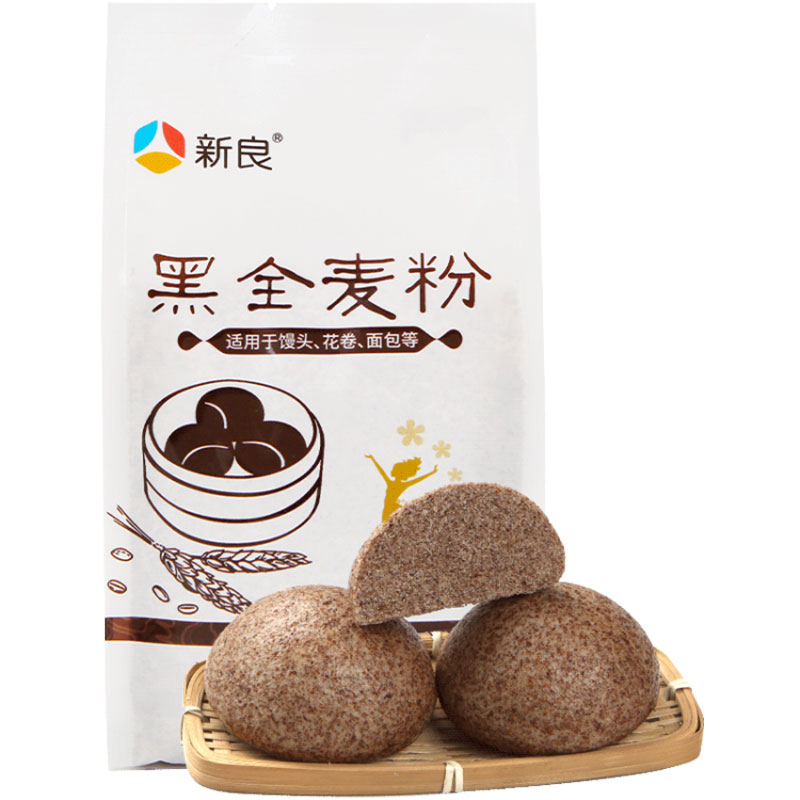 新良黑全麦粉500g全麦面粉黑全麦自发粉自发酵含麦麸家用烘焙_虎窝淘