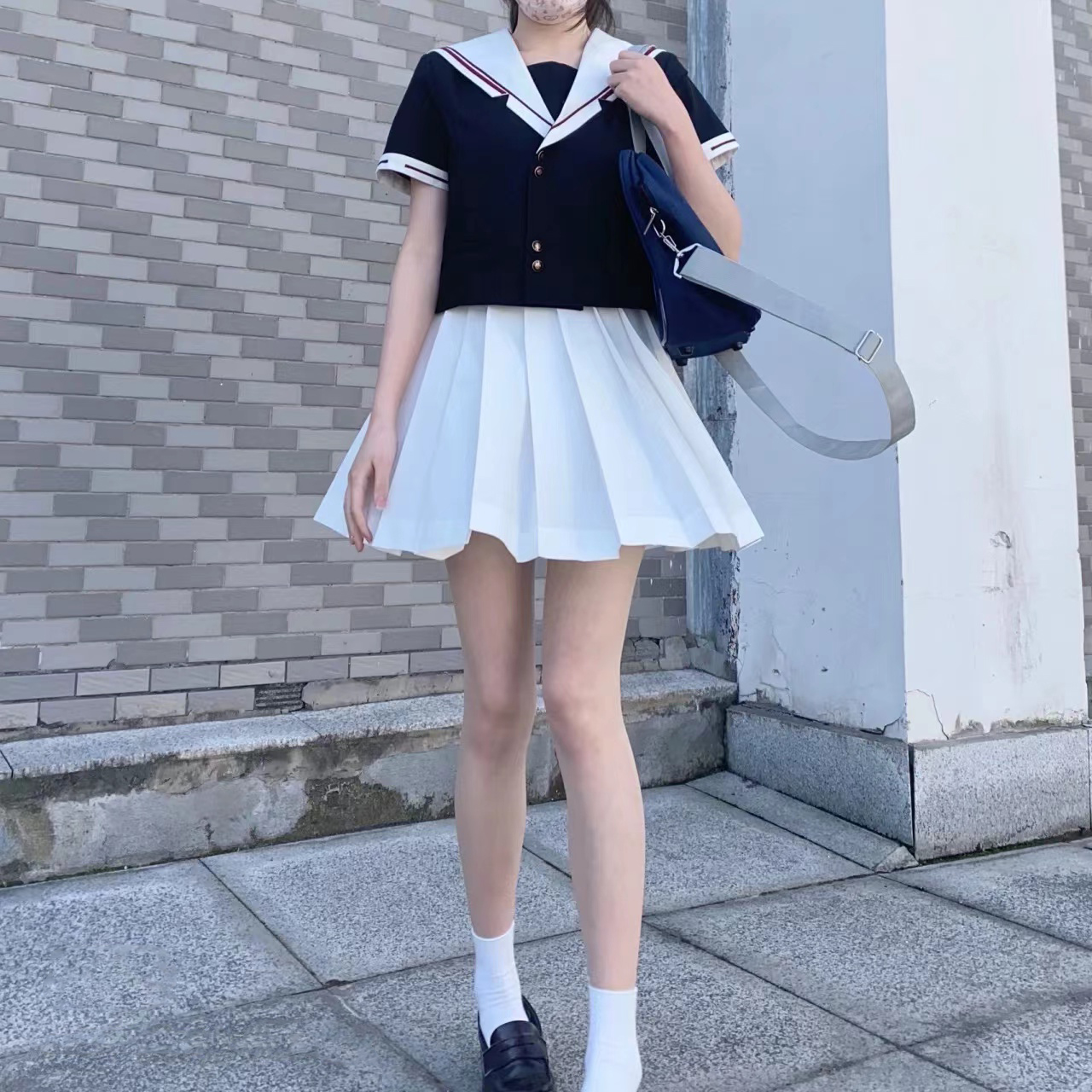 LF原创JK制服新款纯色轮褶裙学院风毕业高腰半身裙子白色女百褶裙 - 图2